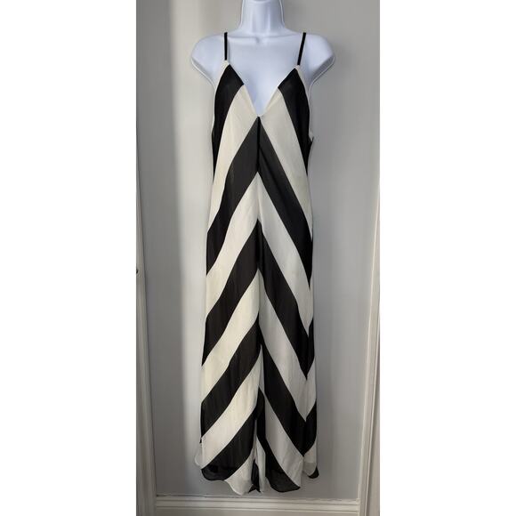 Christopher John Rogers Dresses & Skirts - Christopher John Rogers Sleeveless Slip Dress Womens 10 Black White Chevron Y2K